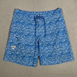 Columbia Shorts Mens 36 Blue PFG Boardshorts Fishing Graphic Pocket Drawstring
